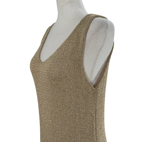 Yunika NWT Gold Knit Dress Midi S/M Swim Cover Up Vacation Resort Party Italy - Picture 3 of 14